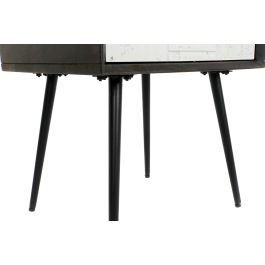 DKD Home Decor Mesita de Noche Moderna de 1 Cajón, Desmontable, en Madera de Mango y Metal, Colores Wengue Blanco Negro, 38 Largo x 50 Alto x 45 Ancho cm