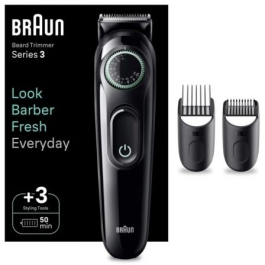 Braun BeardTrimmer Series 3 BT3411 - Recortadora de Barba Recargable con 50 min Autonomía, 40 Ajustes, Incluye 2 Peines y Cepillo, Negro/Verde Precio: 27.78999982. SKU: B1EZH35AYE