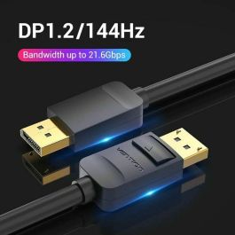 Vention HACBI Cable DisplayPort 1.2 4K@60Hz y 144Hz DP Macho - Macho, 3 Metros, Negro, Triple Blindaje y Contactos Chapados en Oro