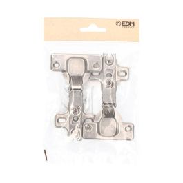 Edm Bisagra Cazoleta Recta BC02 35mm Zn Zincado Acero Blister Con Base y Tornillos Incluidos