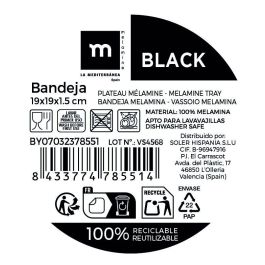 Bandeja Melamina Black 19x19x1.5 cm La Mediterrane - Inde (24 Unidades) Bandeja Melamina Black 19x19x1.5 cm La Mediterrane - Inde (24 Unidades)