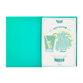 Belius Cocktails Mojito Bolígrafo y Cartera de Aluminio Verde Plateado con Relieve, Tinta Azul, Caja Diseño