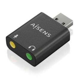 AISENS - CONVERSOR USB-A A AUDIO 48KHz, USB-A/M-2xJACK 3.5/H, NEGRO