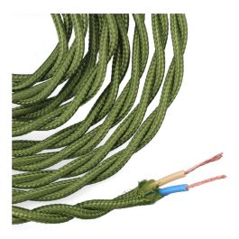 Edm Cable Textil Trenzado H03VV-F 2 x 0,75 mm² Verde, 5 m