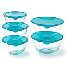 Pyrex PYR1738094919283 Juego de 5 Cuencos con Tapa: 1 de 0.5L, 2 de 1L y 2 de 2L
