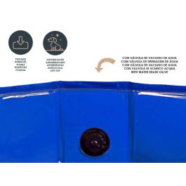 Mascow Piscina para Perro de Poliester Antideslizante Plegable con Valvula de Vaciado - 80x20 cm Azul (Set de 6)