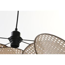 DKD Home Decor Lámpara Techo Balines Ratan Algodón Metal Marrón Negro 64x64x23 cm (2 Unidades)