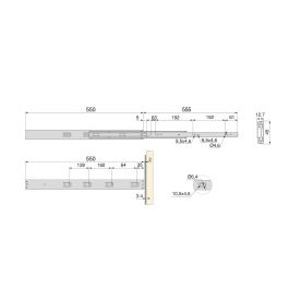 Emuca Lote de 5 juegos de guías para cajones, de bolas, altura 45mm, profundidad 550mm, extracción total, con push, cierre suave, Cincado