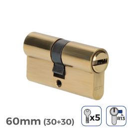 Edm Cilindro de latón bombín 60mm (30+30mm) leva corta r13 con 5 llaves de seguridad