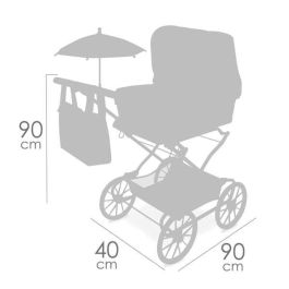 Decuevas Coche Reborn Plegable Verona con Sombrilla para Muñecas hasta 55 cm 40x90x90 cm Metal Plástico Poliéster