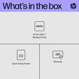 HP USB-C Multiport Hub 4K Portátil | Adaptador Versátil con Conexión USB-C para Carga, Pantalla y Multi-OS