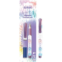 Herlitz Pluma Estilográfica New Batik Freedom Púrpura/Blanco, Cartucho de Tinta Azul, para Zurdos y Diestros, 1 unidad Precio: 27.98999951. SKU: B165M83L3E