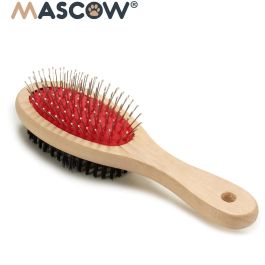 Cepillo Doble para Mascotas Mango Madera Mascow 7x22.5x5 cm - Marrón, Negro, Rojo (24 Unidades) Cepillo Doble para Mascotas Mango Madera Mascow 7x22.5x5 cm - Marrón, Negro, Rojo (24 Unidades)