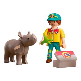 Playmobil 72025 Duo Pack Cuidador con Rinoceronte - Juguete de Figuras para Niños +4 Años