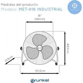 Ventilador de Suelo Grunkel MET-H18INDUSTRIAL 90 W Metal