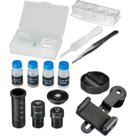 Bresser Microscopio Biolux SEL con zoom, aumento 40x-1600x, soporte para smartphone, BRE4007922056135, caja rígida blanca