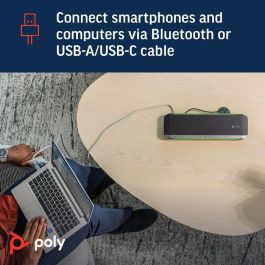 Poly Altavoz Inteligente para Salas de Conferencias, Full Duplex, 2x 50mm Altavoces, USB, Bluetooth, NFC