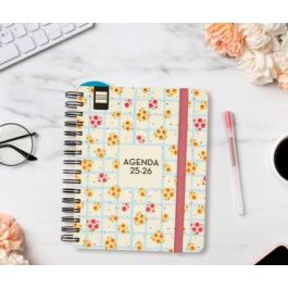 Finocam Agenda Docente Magistral Design Espiral Doble 4º Svh Flowers 2025-2026, Papel Reciclado, A5