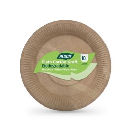 Set de 10 platos de cartón Kraft 23 cm Algon (18 Unidades) Set de 10 platos de cartón Kraft 23 cm Algon (18 Unidades)