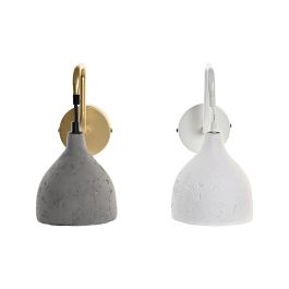 DKD Home Decor Lámpara Aplique Moderno de Metal y Cemento Dorado Gris Oscuro 27x26x14cm E27 50W (Pack de 2)