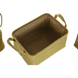 DKD Home Decor Cesta Basicos Mostaza Terracota Poliester Set de 3 Piezas 29 x 20 x 38 cm