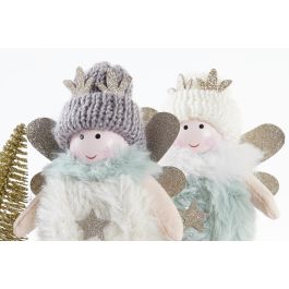 DKD Home Decor Figura Navidad Fantasía Hada Decoración MDF Poliéster 5x12.5x14 cm - Pack 12 Unidades Colores Surtidos