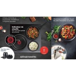 Arthur Martin AM925B Batería de Cocina 8 Piezas Inducción, Aluminio, Mango Extraíble, Compatible con Todas las Placas. Arthur Martin AM925B Batería de Cocina 8 Piezas Inducción, Aluminio, Mango Extraíble, Compatible con Todas las Placas.