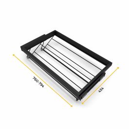 Emuca Kit de zapatero metálico y bastidor con guías cierre suave para armario, regulable, módulo 800mm, Negro texturizado