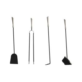 DKD Home Decor Chimenea Loft Negro Acero Inox Set de 4 Piezas 62 x 11 x 2 cm