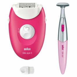 Braun 3-202 Depiladora Eléctrica Silk-épil 3 con 20 Pinzas, Recortadora y Función de Masaje, Color Fruta del Bosque