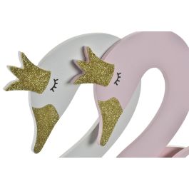 DKD Home Decor Perchero de Madera para Bebé, Diseño Cisne Colección Swan, Blanco y Rosa Palo, 40 cm Ancho, 38.5 cm Alto, Pack 2 Unidades
