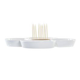 DKD Home Decor Salitre Aperitivo Mediterraneo Gres Bambu Azul Natural 25 x 25 x 10 cm