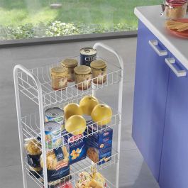 Metaltex Carro multiusos 4 estantes con ruedas 41 x 23 x 84 cm alambre plastificado