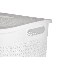 Kipit Cesto Ropa con Tapa 60L Blanco 43.5x34x57 cm (Set de 6)