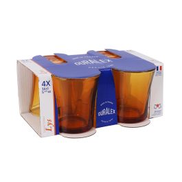 Duralex Set de 4 Vasos de 16 cl Colección Ambar Modelo Lys, Medidas 7 x 7 x 7.5 cm (12 Cajas)