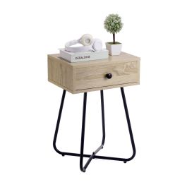 Moblekit Mesita Auxiliar Metal Madera con Cajón - 40 x 34 x 60 cm (3 Unidades)