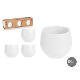 Set 3 Macetas Reserva Agua 13 Cm Blanca Ibergarden (4 Unidades)