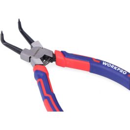 Workpro Alicates Curvos Arandelas Retención Exterior 180 mm Acero Cromo-Vanadio Mango Cómodo