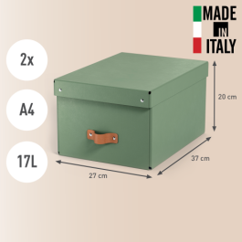 Leitz 61490050 Pack 2 Cajas de Almacenamiento de Cartón Medianas, Formato A4, Volumen 17 L, Color Verde