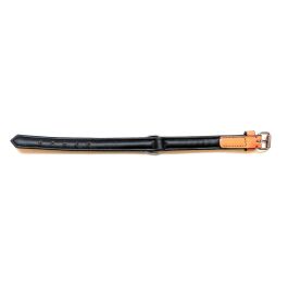 Gloria Collar para Perro de Piel Auténtica Acolchado Triple Capa Naranja 40 cm x 20 mm - Muy Suave y Cómodo