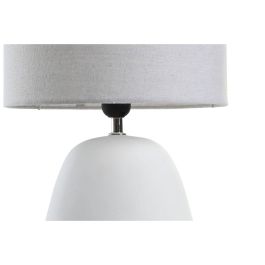 DKD Home Decor Lámpara Sobremesa Blanco Dorado 28 x 42 x 28 cm Gres y Poliester E27