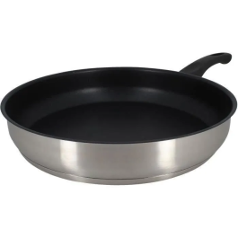 Menastyl 6020247 Sartén de Acero Inoxidable 28 cm Apta para Todo Tipo de Fuegos Incluida Inducción