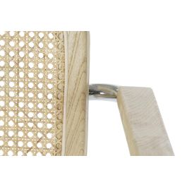 DKD Home Decor Silla Horeca Vintage Fuyang Olmo Ratan Acero Galvanizado Marron Claro Plateado Natural 62 x 79 x 65.5 cm (4 Unidades)