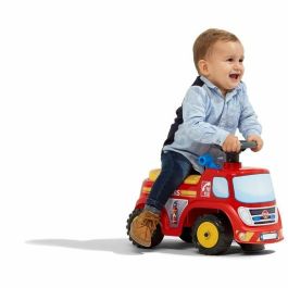 Falk correpasillos camión de bomberos para bebés y niños con asiento abatible, volante direccional y bocina
