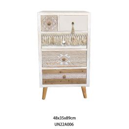 DKD Home Decor Cajonera Boho Blanco Natural Abeto Algodón 4 Cajones 48x35x89 cm Precio: 185.49999985. SKU: S3040562