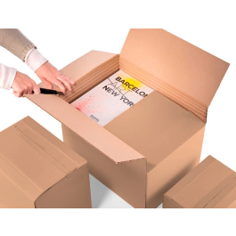 Q-connect Caja para embalar ultra resistente regulable en altura, cartón canal doble 7 mm, color Kraft, 350x325x280 mm