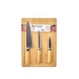 Set Tabla de Bambú Kinvara con 3 Cuchillos para Queso 26x40x4 cm (6 Unidades) Set Tabla de Bambú Kinvara con 3 Cuchillos para Queso 26x40x4 cm (6 Unidades)