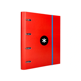 Antartik Carpeta con recambio A4 cuadro 5mm con solapa y 4 anillas 40mm, color rojo