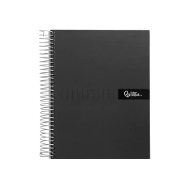 Liderpapel Cuaderno espiral A4 Crafty tapa forrada 80 hojas 90gr cuadro 4mm con margen color negro