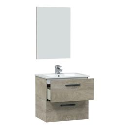 Forés/Arkit Mueble de baño suspendido roble alaska 2 cajones soft close con espejo 60x45x57 cm Forés/Arkit Mueble de baño suspendido roble alaska 2 cajones soft close con espejo 60x45x57 cm